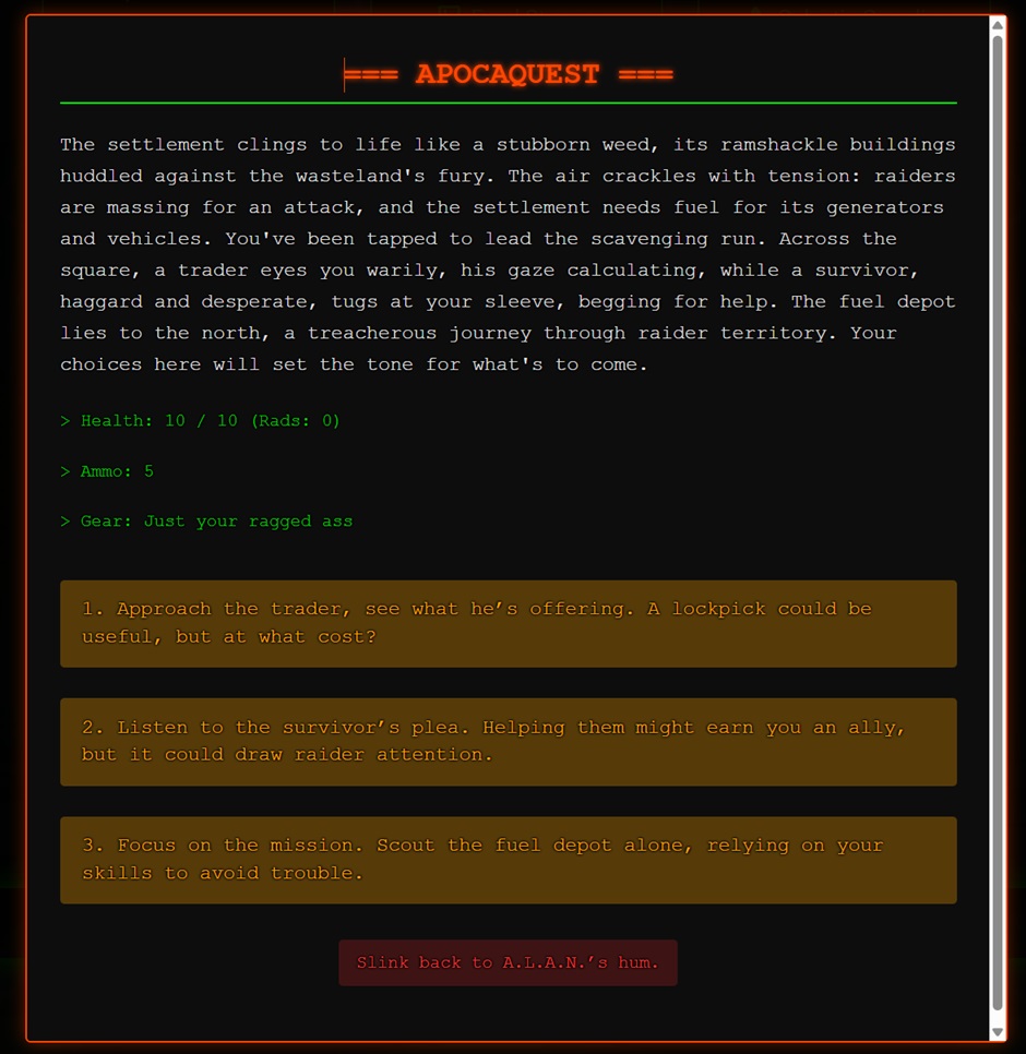 A.L.A.N. ApocaQuest Game